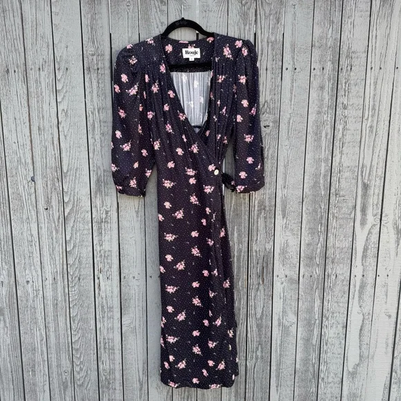 Rouje Cupro wrap midi dress Size 6 - Picture 2 of 6